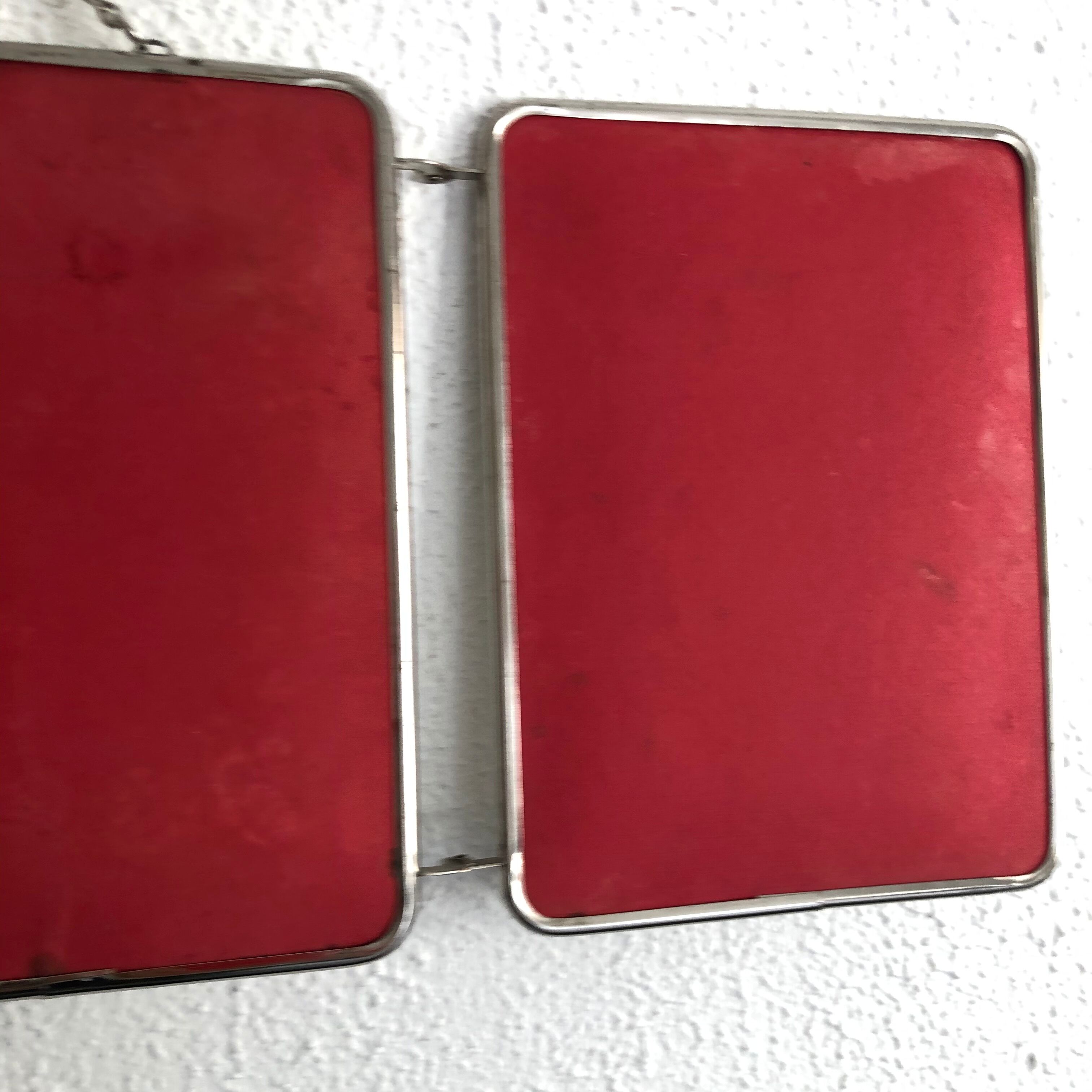 Mirror triptych vintage raspberry barber 1960 - 23 x 56 cm