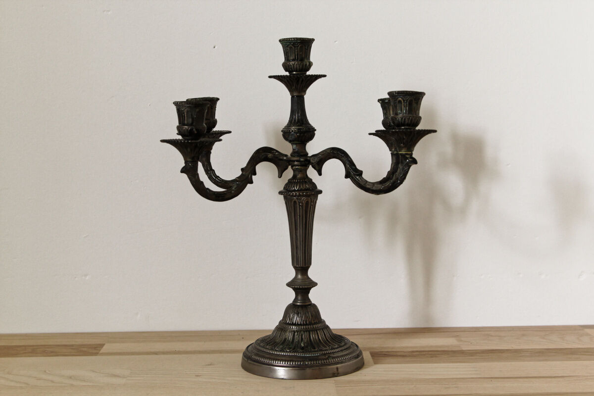 5-burner candlestick in silver bronze