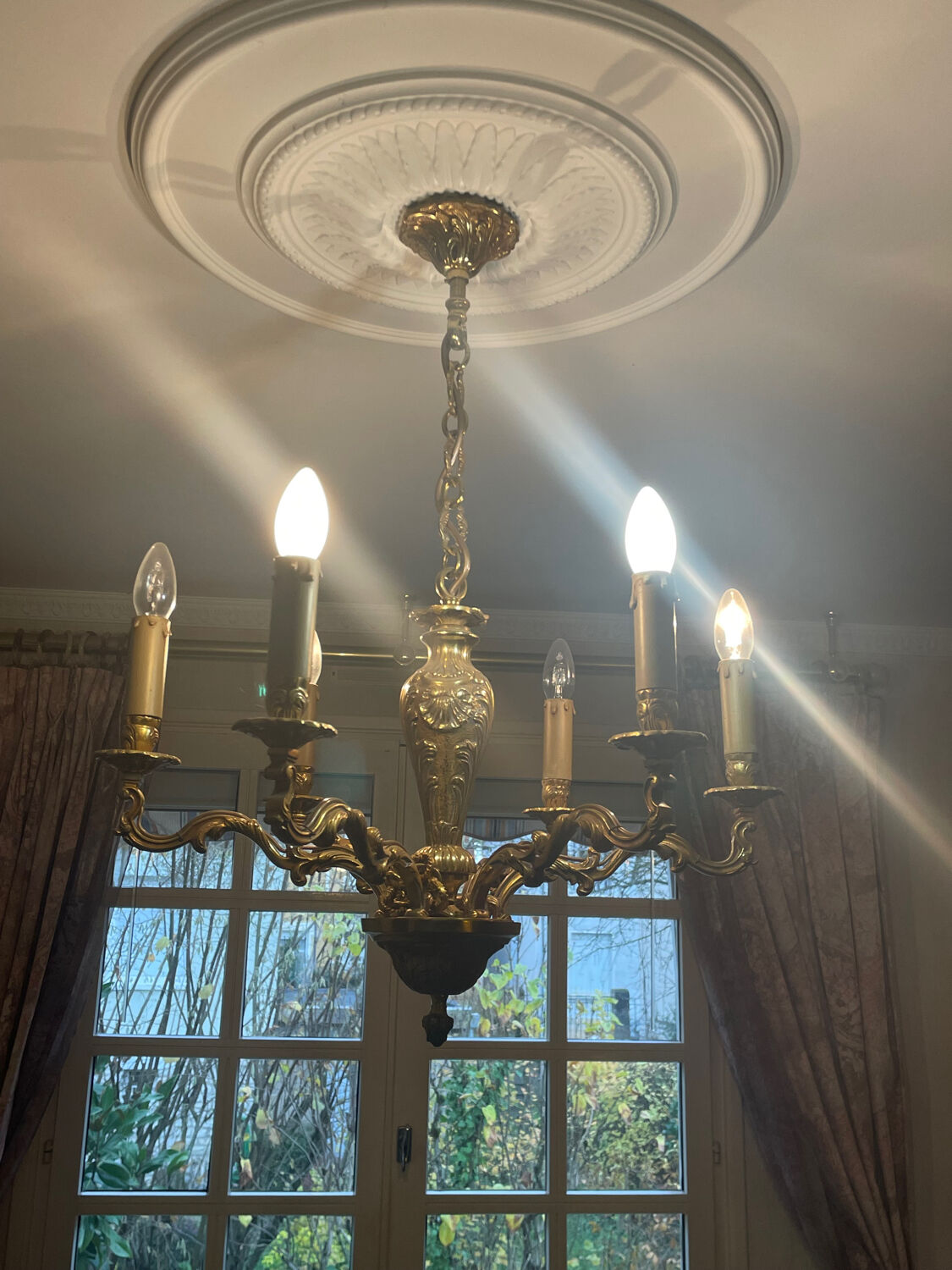 Golden bronze chandelier