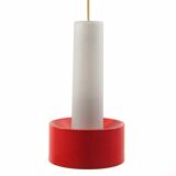 Philips Louis Kalff Mid-Century Hanging Lamp – Red and Opal Glass