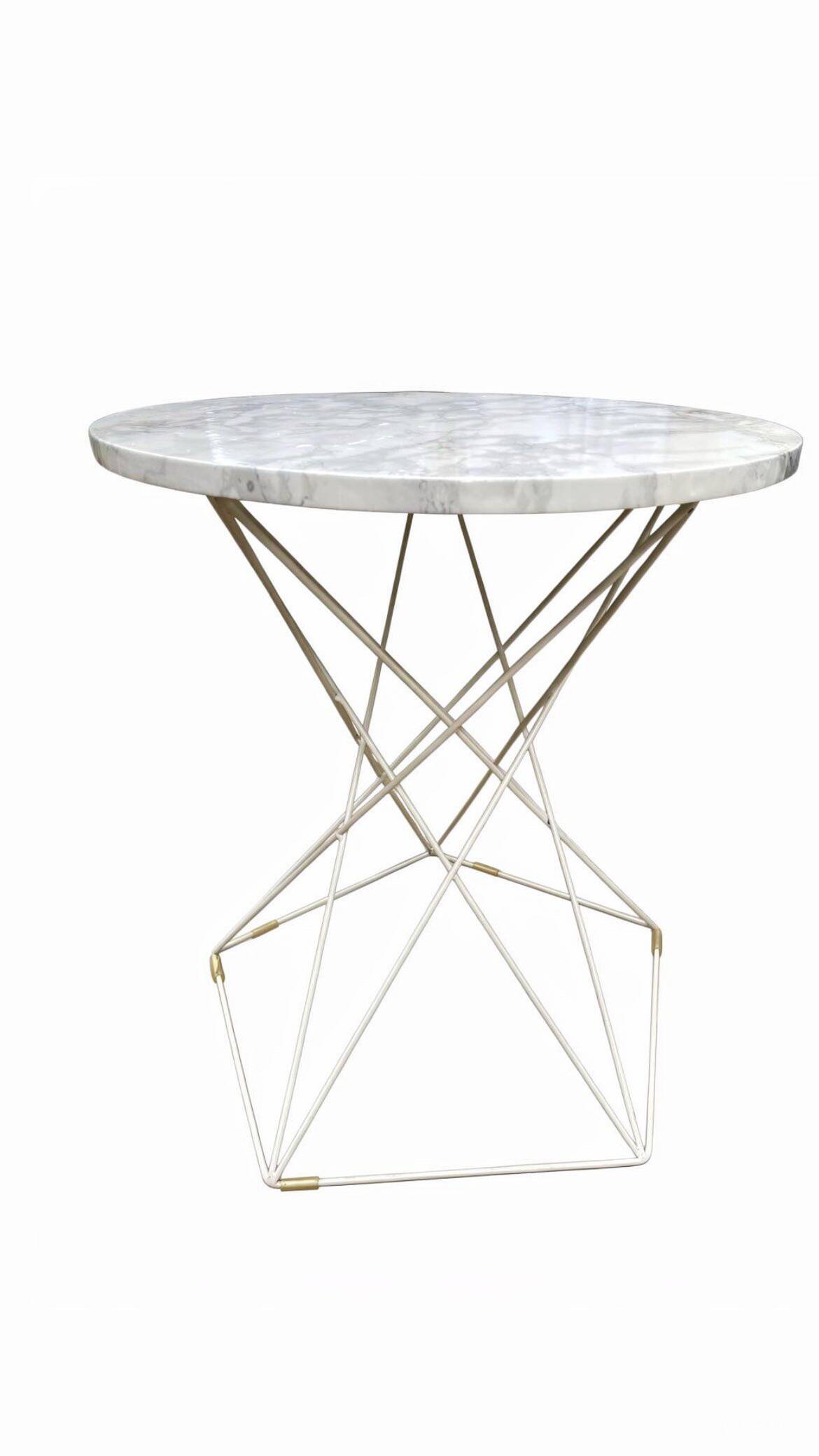 Eiffel-style side table – round top with white marble effect – design year