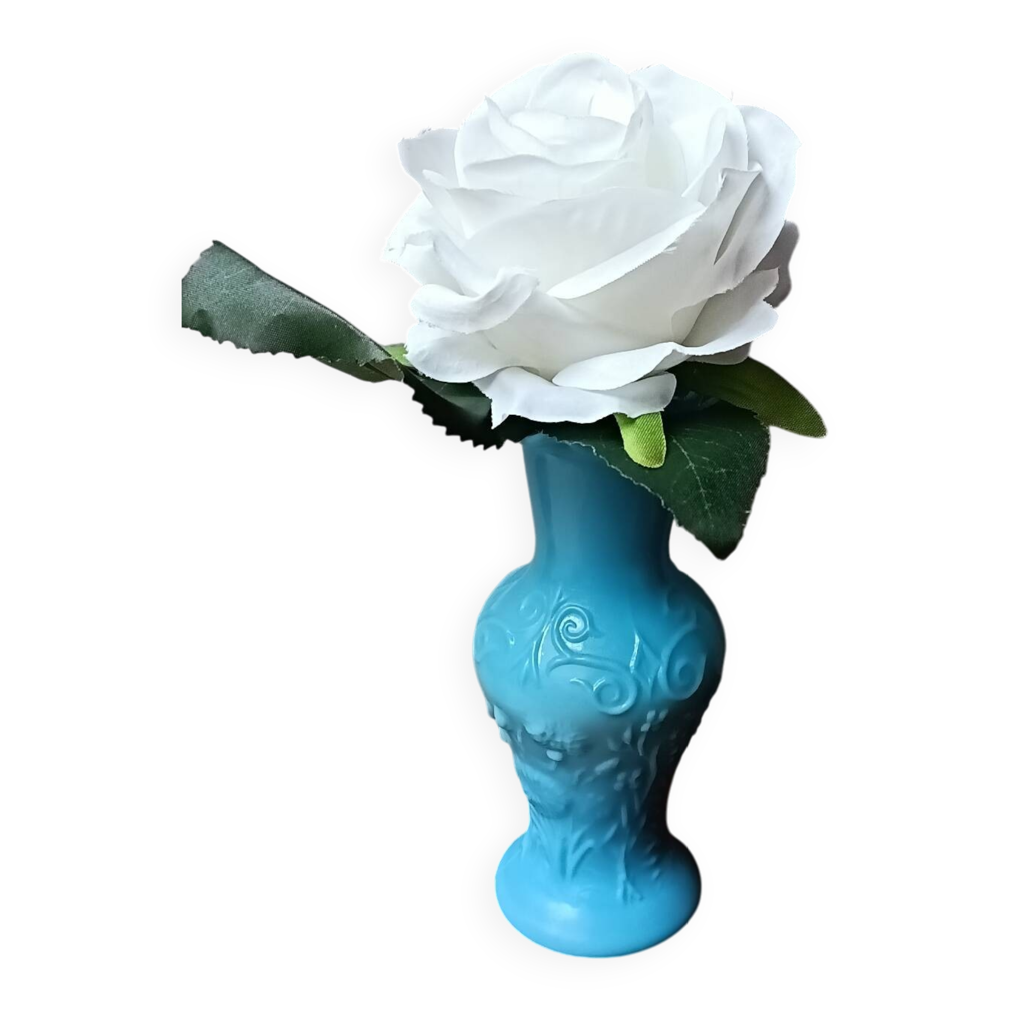 Small blue opaline vase