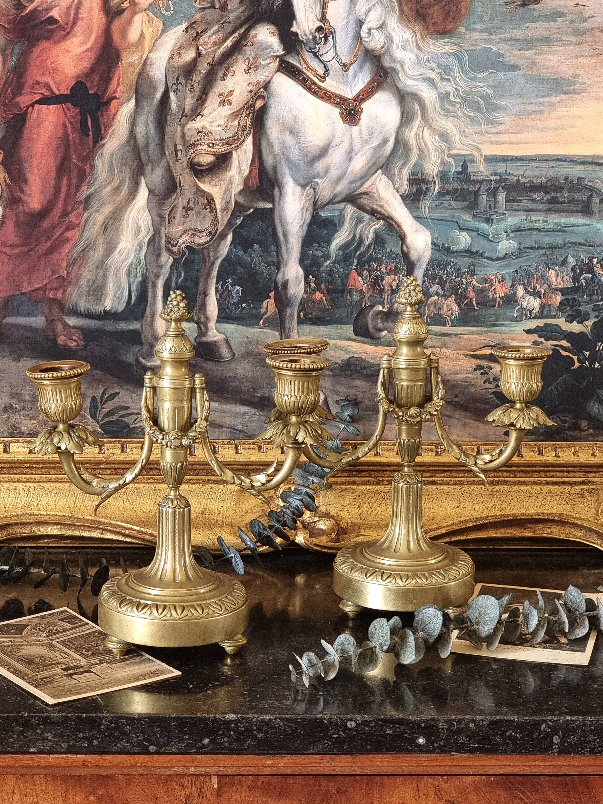 Pair of bronze candlesticks