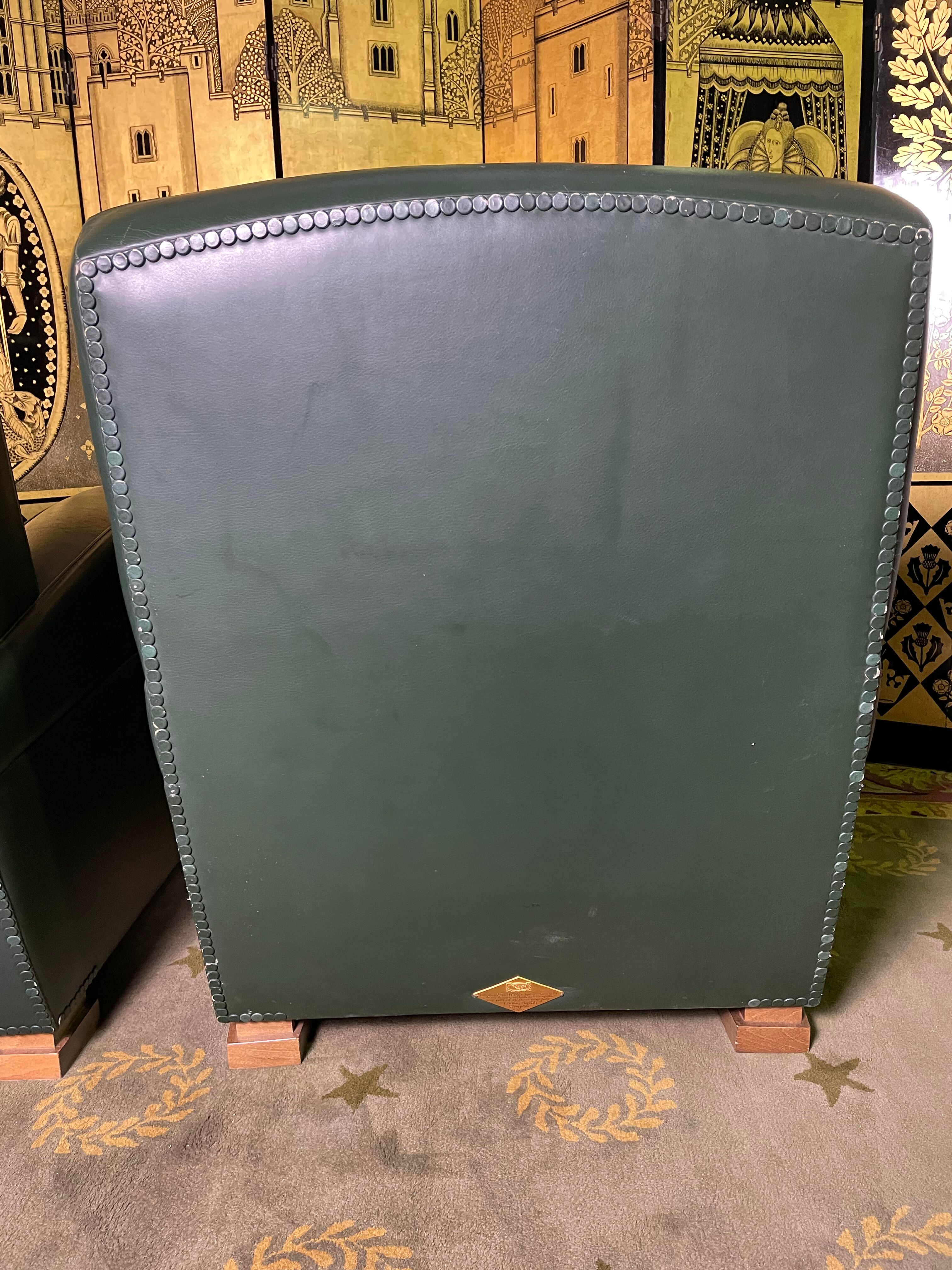 Pair of Poltrona Frau Green Leather Club Armchairs Limited Edition