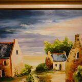 Tableau huile sur toile « Hameau » signé Pieronevo