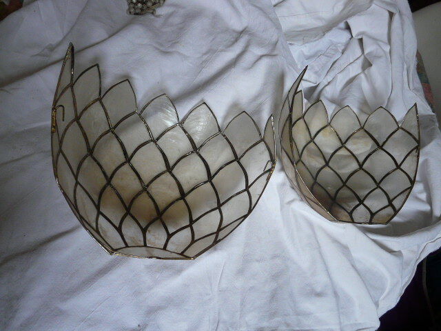 Set of 2 mother-of-pearl wall lamps, 1970s
