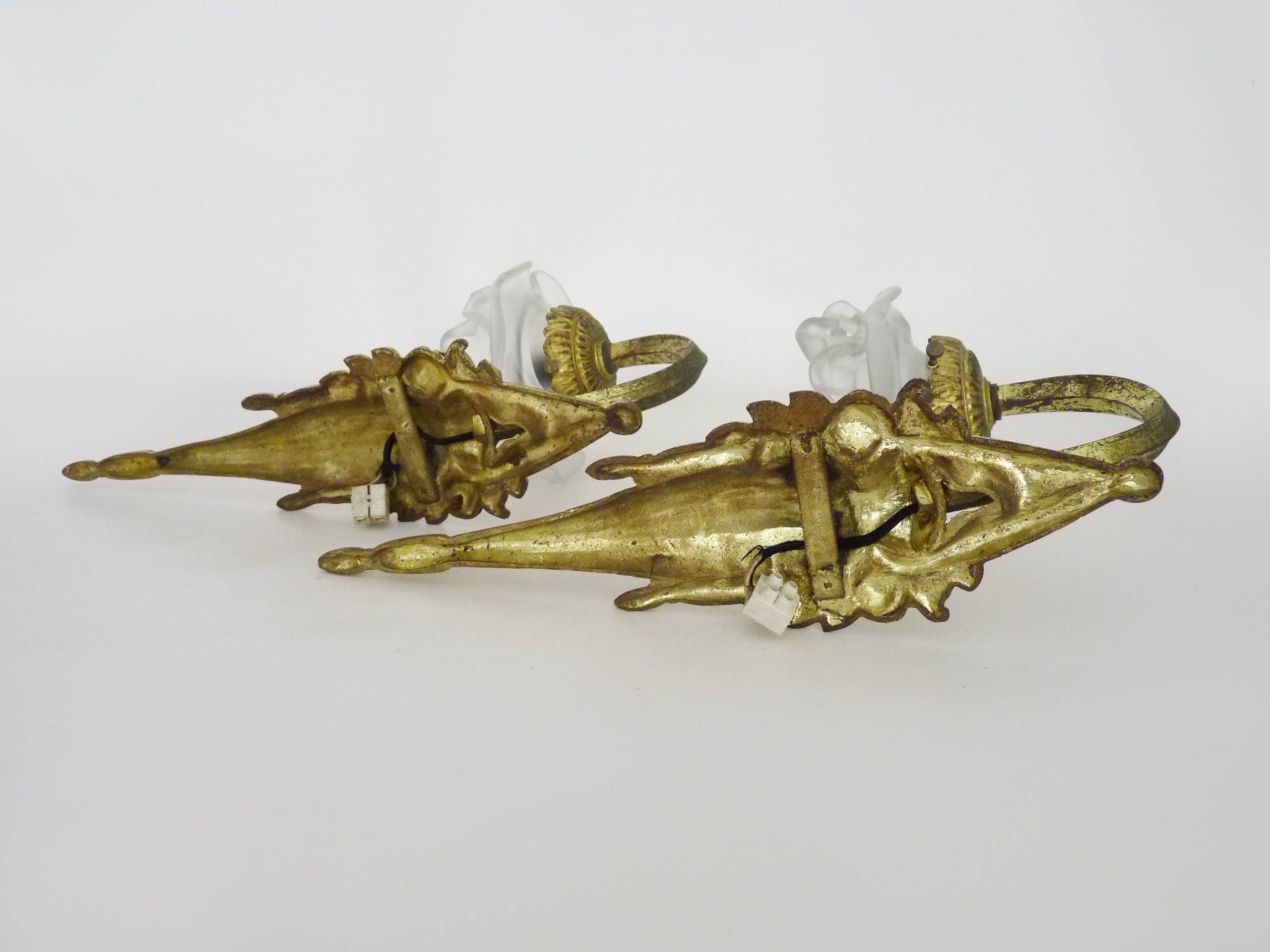 Pair of Art Nouveau bronze wall lights