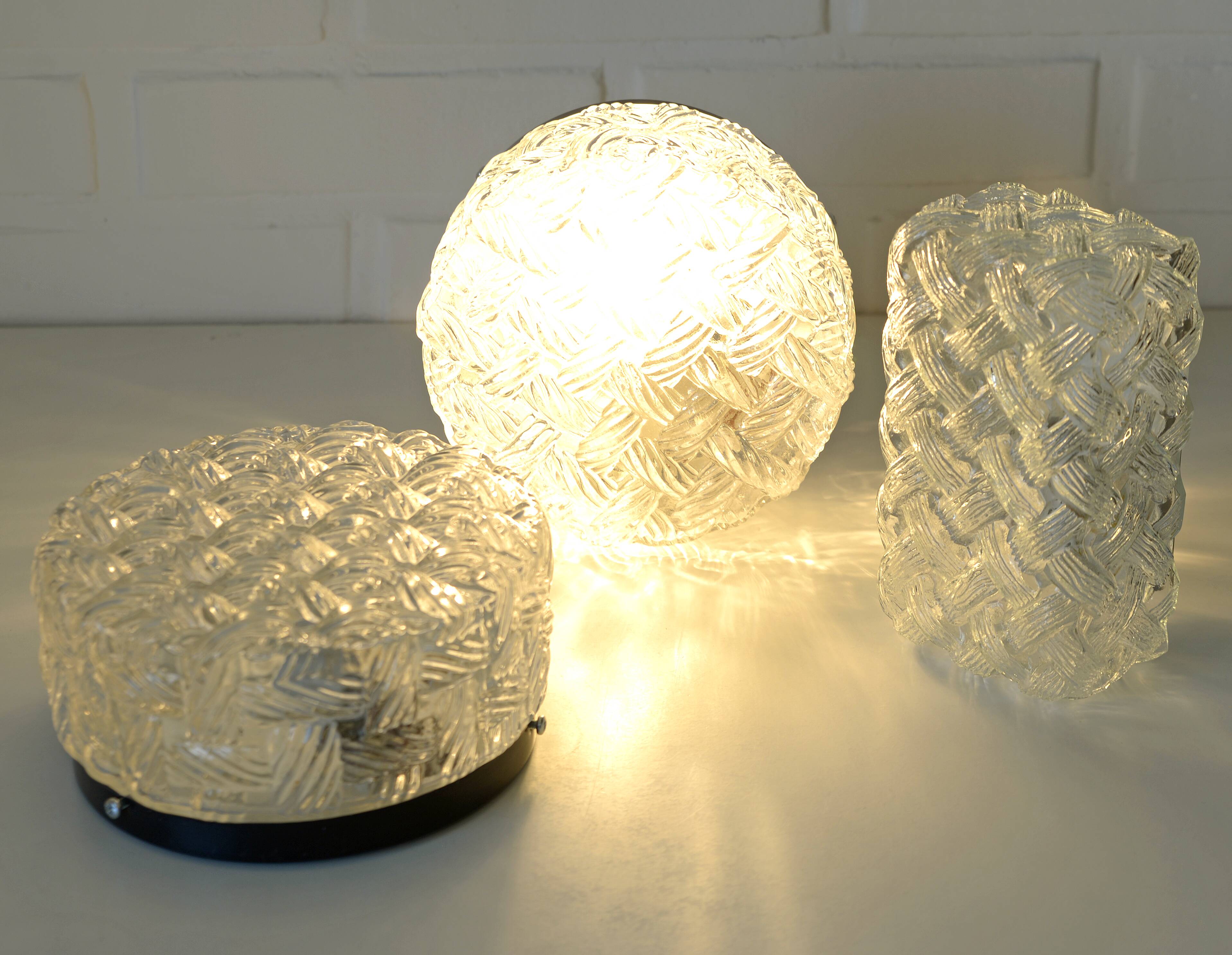 Appliques vintage, lot de 3 appliques murales, plafonnier encastré