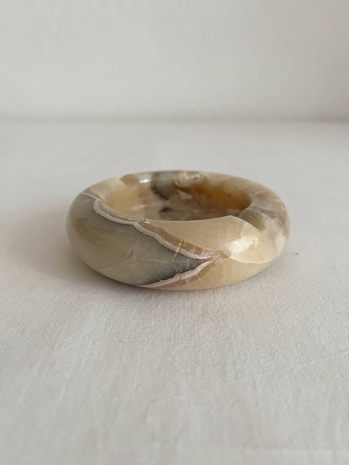 Vintage round alabaster ashtray