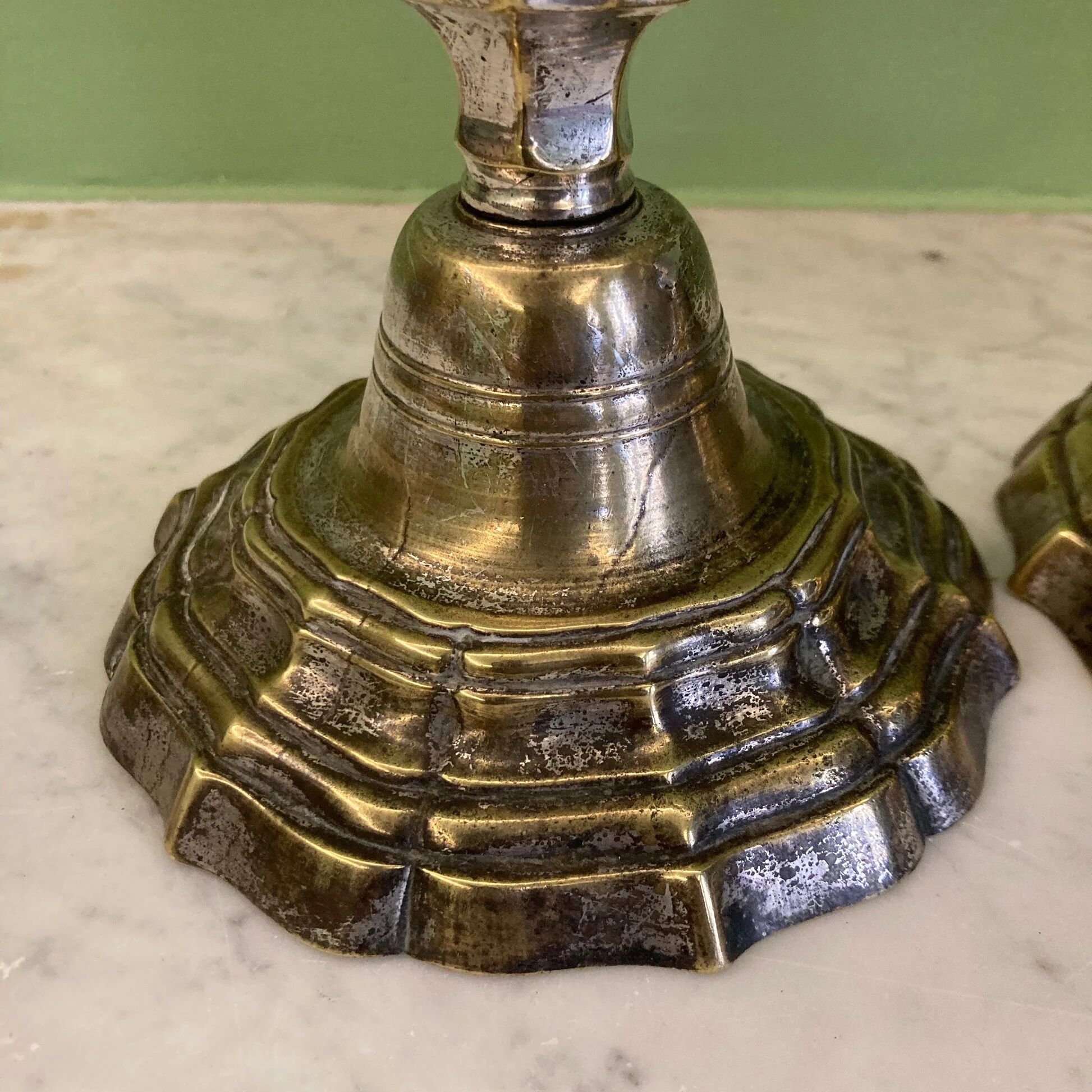 Pair of silver-plated bronze candlesticks from the 18th century. | Candle holders | Candelabrum