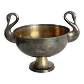 Large champagne bucket with patinated metal swan handles.