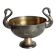 Large champagne bucket with patinated metal swan handles.