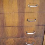 Vintage chest of drawers in blond walnut compass feet 4 drawers from the 1950s