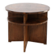 Table basse circulaire moderniste française avec étagères, vers 1935