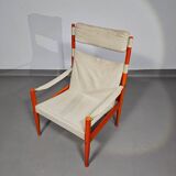 Safari lounge chair, model 30, designed by Erik Worts and manufactured by Niels Eilersen, Denmark 1960.