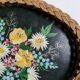 Serving tray with floral decoration, handmade braiding, bohemian countryside