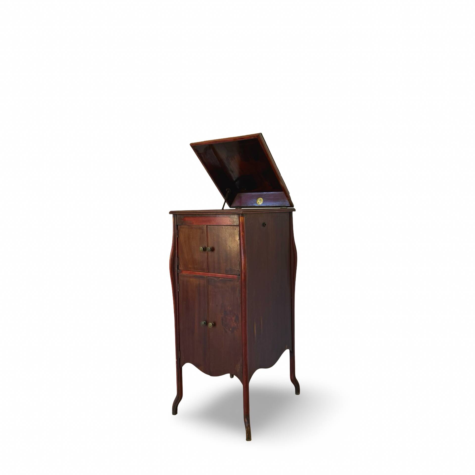 Italian floor-model upright phonograph cabinet, 1900s