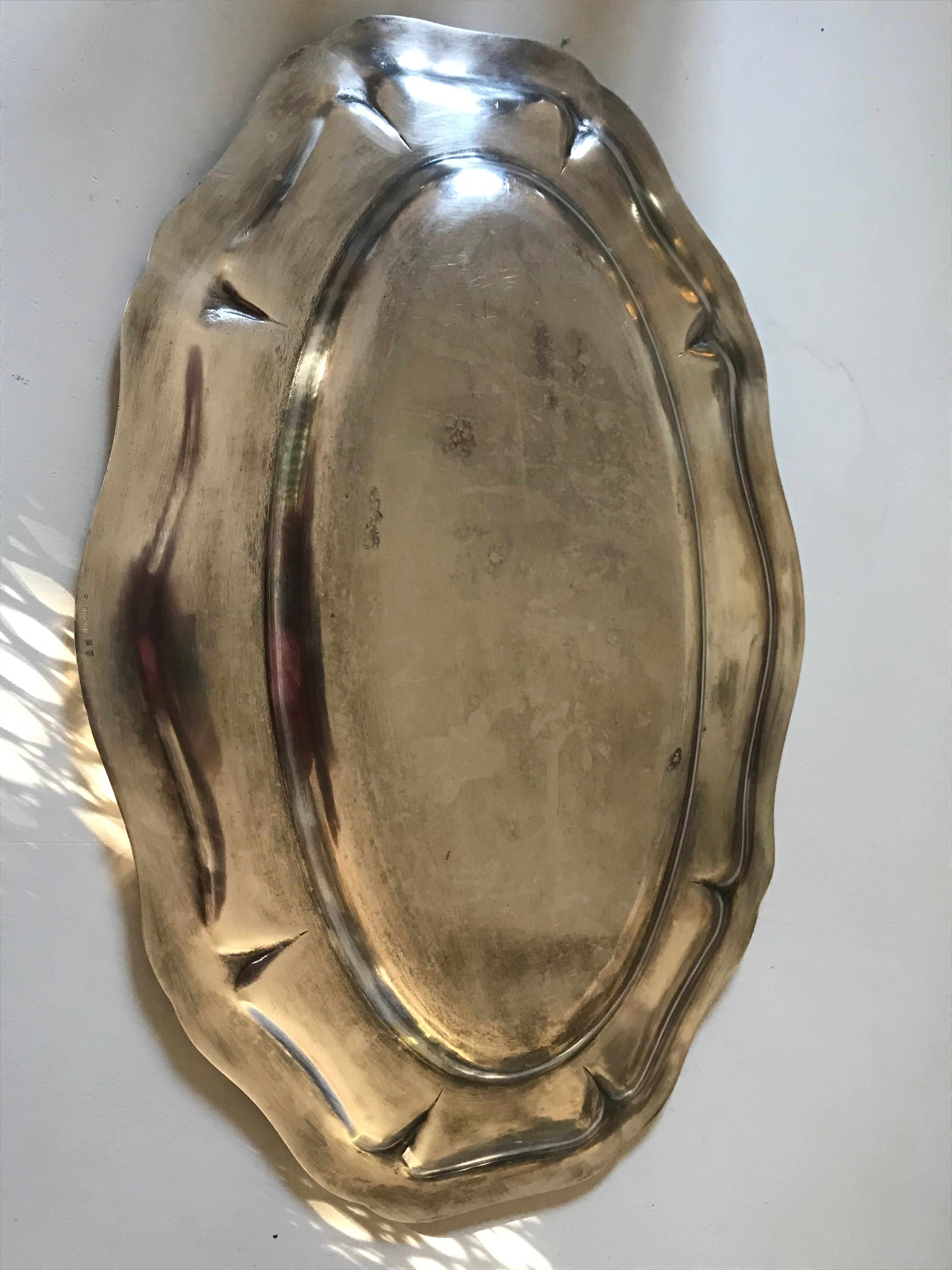 Ercuis silver metal oval dish