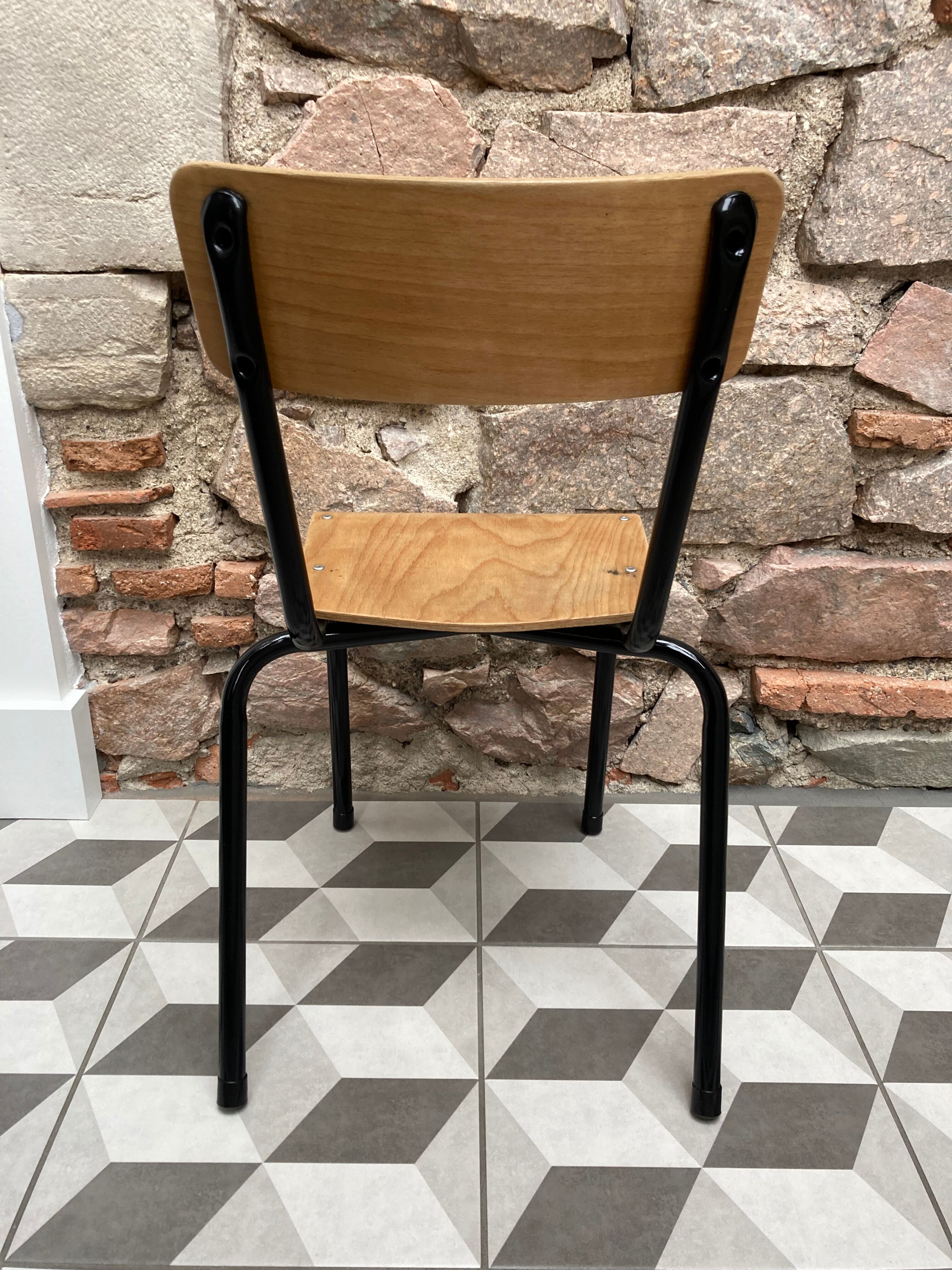 Pair of renovated school chairs with star pattern