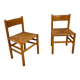 Vintage oak and rush chairs by J Van Heuvel for Advorm, 1950s, set of 2