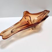 Vintage rusty orange sommerso murano glass bowl / centerpiece, italy