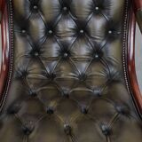 Green Cowhide Leather English Chesterfield Armchair
