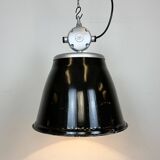 Industrial black enamel factory pendant lamp, 1960s