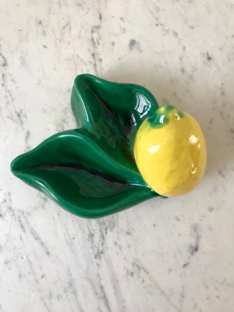 Ferlay Vallauris-style lemon ceramic pocket tray signed 1955