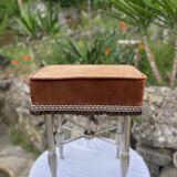 Charming stool in brown velvet and chrome metal