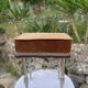 Charmant tabouret en velours marron et métal chromé