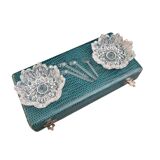 Pair of crystal salt cellars with spoons