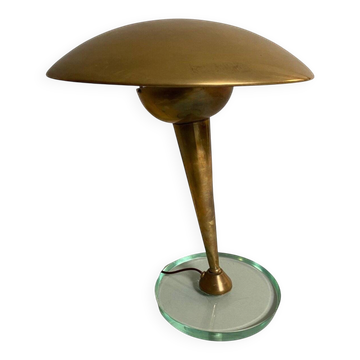 Crystal and Brass Table Lamp attributed to Pietro Chiesa for Fontana Arte, Italy, 1950s