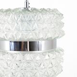 Faceted glass suspension light in chrome style by Karl Fagerlund from the 1960s.