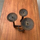 Mid-century brutalist wrought iron candlestick