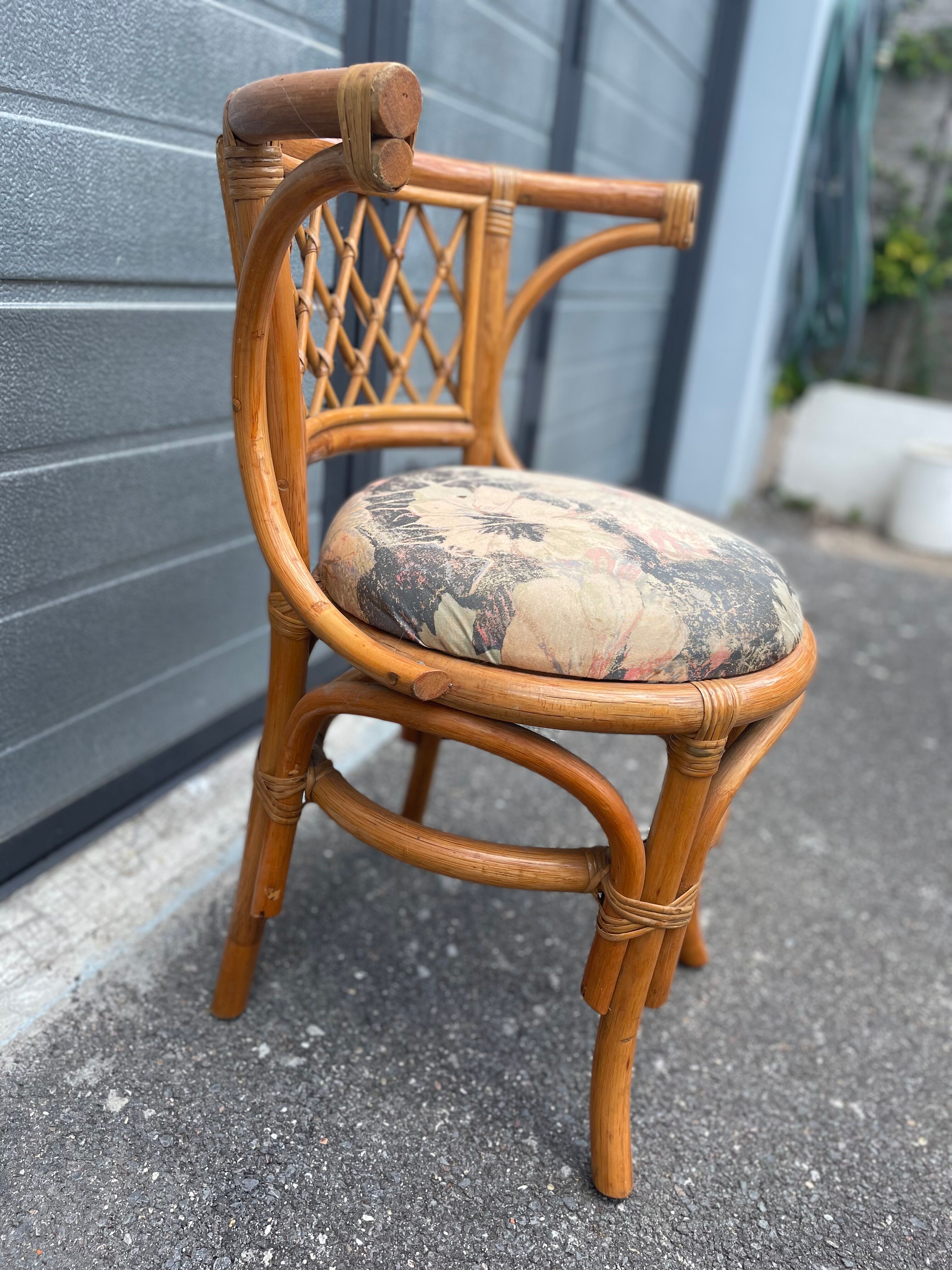 Rattan and bamboo armchair