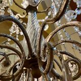 Chandelier en cage en cristal taillé et perles de verre italiennes, années 1800