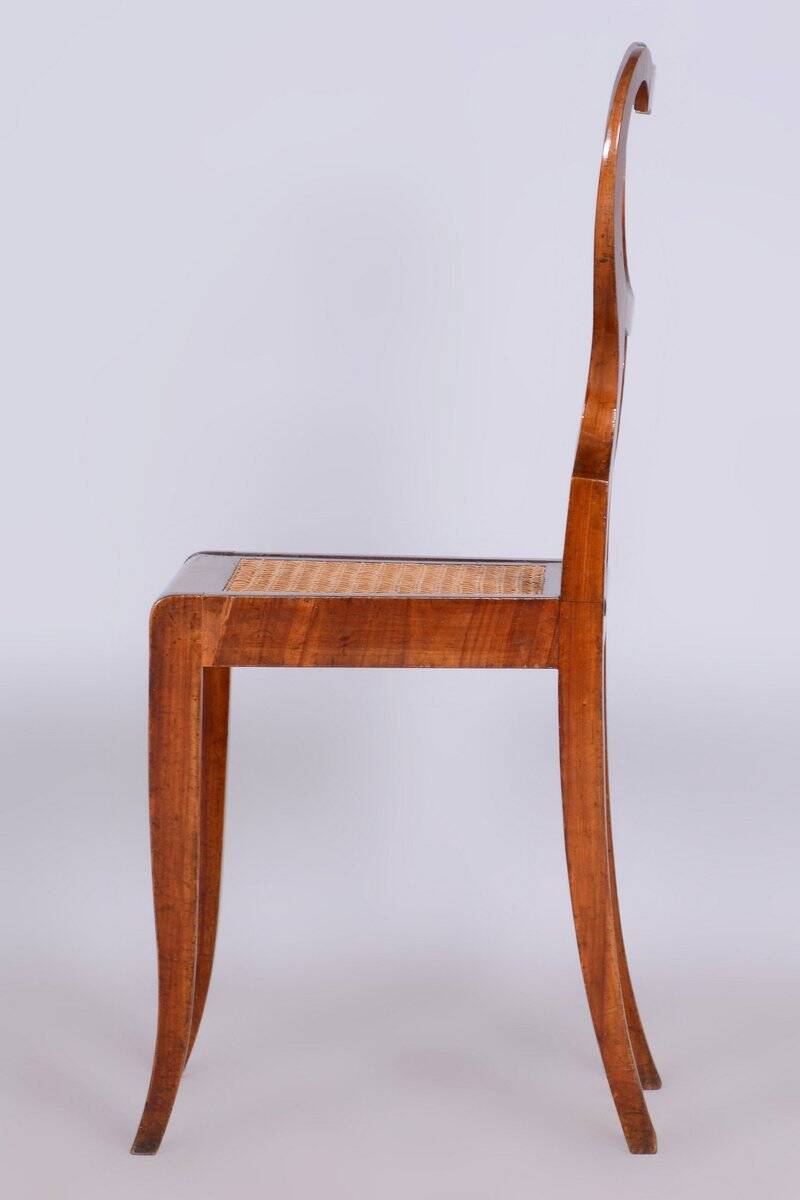 Biedermeier Polish Chair in Walnut Vener & Rattan, Austria, 1830s