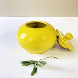 Yellow glazed ceramic sugar bowl
