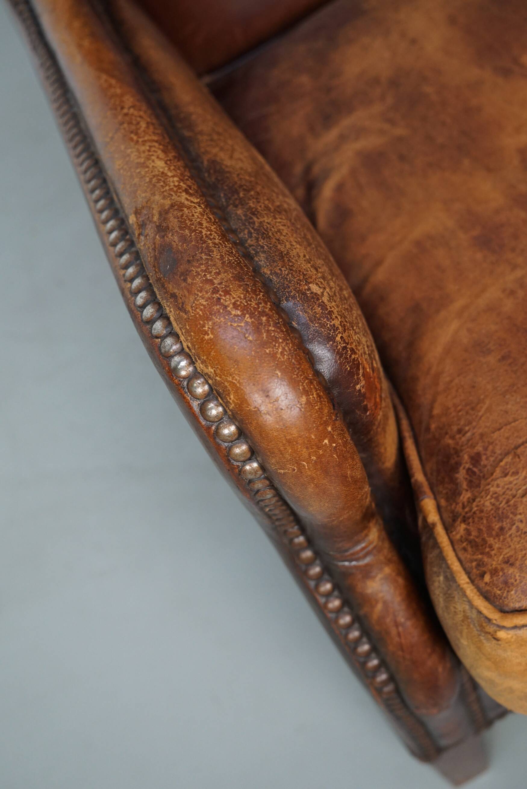 Vintage Dutch Club Chair in Cognac Leather