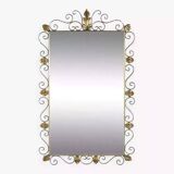 Rectangular mirror from the 50s and 60s on a brass frame