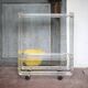 David Lange trolley, plexiglass and brass trolley, rolling bar, decoration