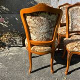 8 cherry wood chairs in Louis XV style with velvet upholstery.