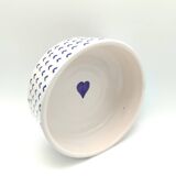 Ceramic bowl with small blue hearts and lead-free paint