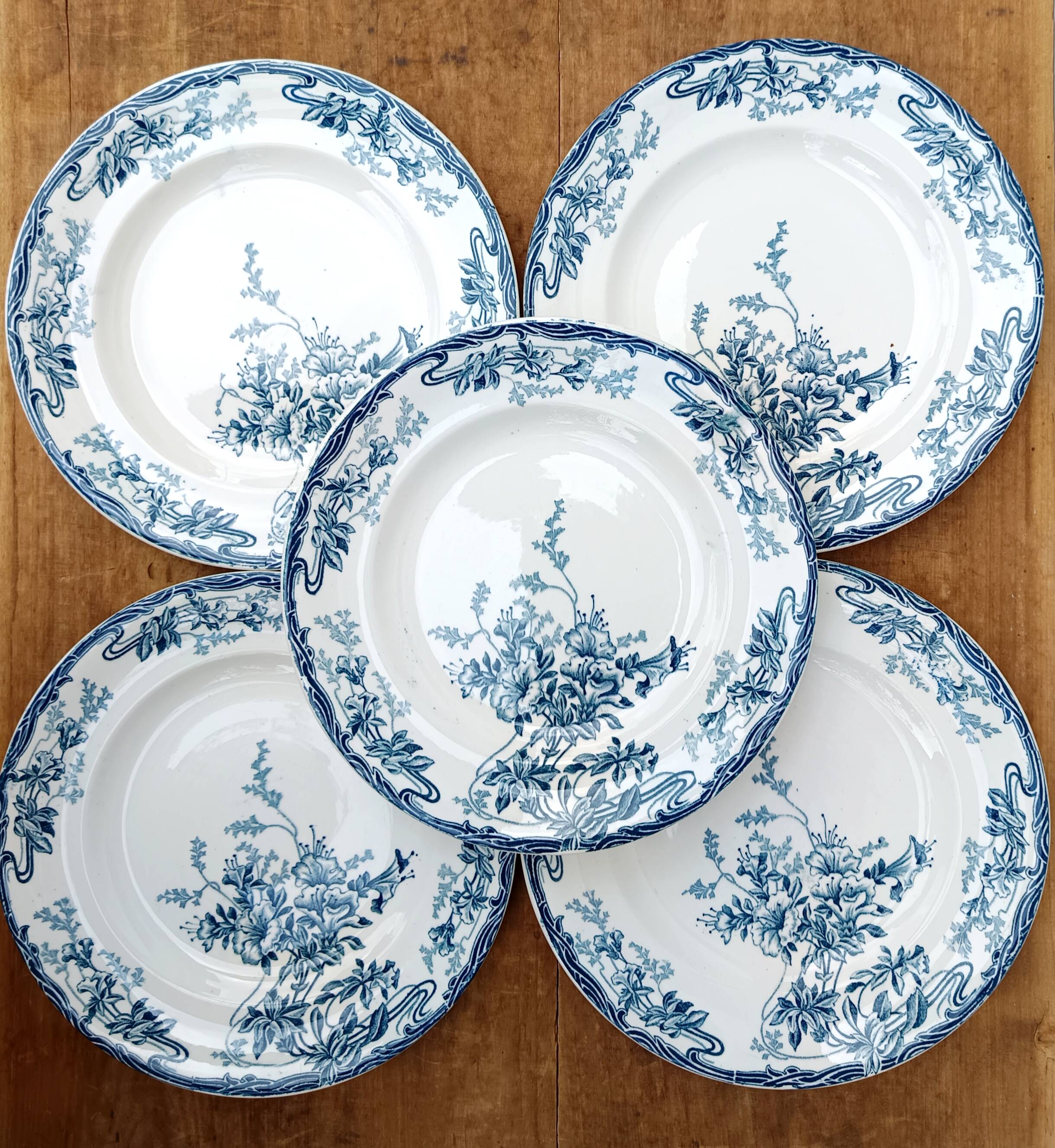 Antique flat plates, Azalées model - Longwy