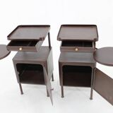 1940s Pair of Industrial Nightstands with Pull Out Table Czechoslovakia