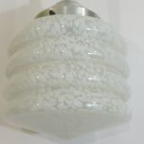 Vintage pendant light in white speckled opaline glass