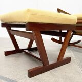Mid-century Danish rocking chair set with footrest by Poul Volther for Frem Røjle, 1960s.