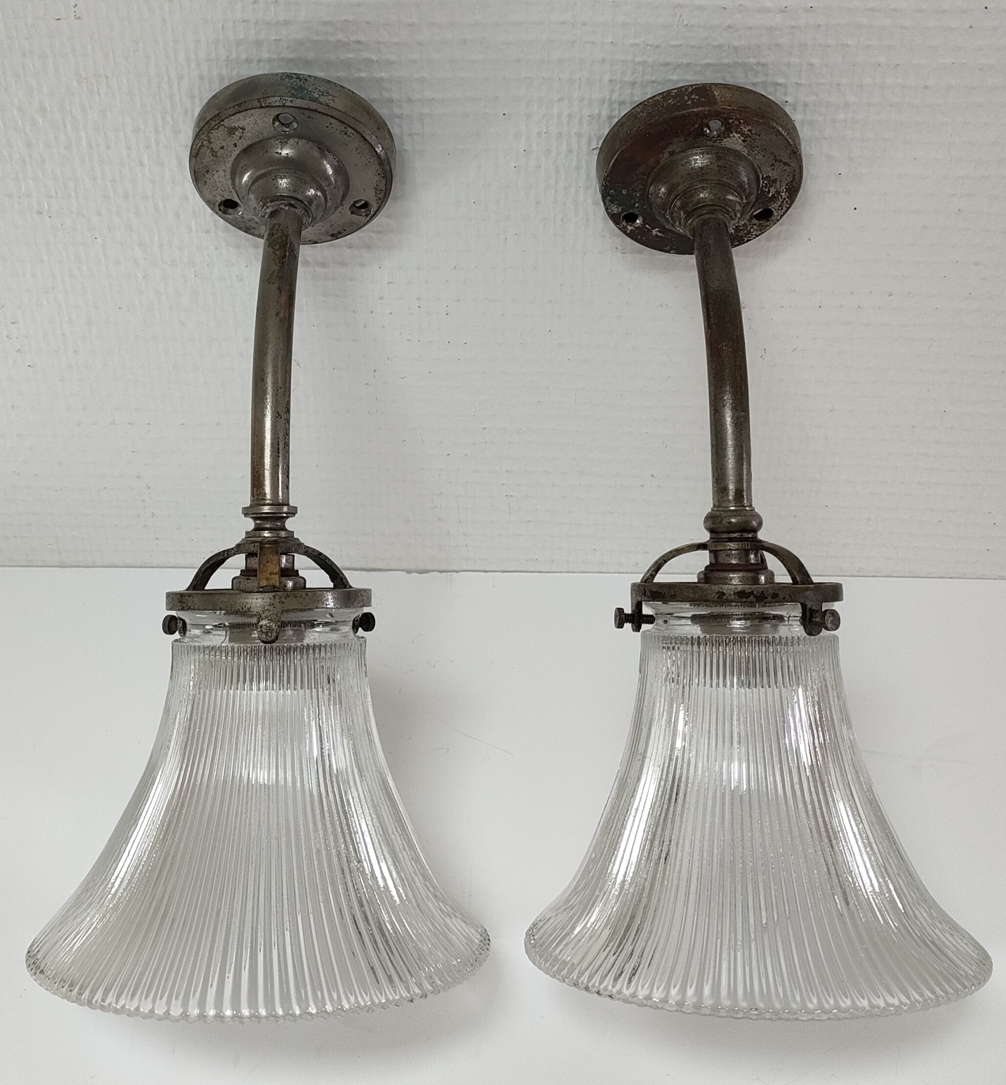 Pair of bronze and glass sconces  1900