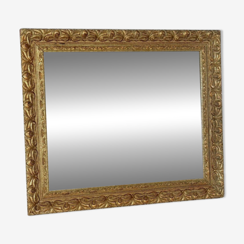 Miroir, cadre vers 1900 bois stuc doré 51x45 cm Bon état SB626