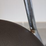 2 chairs 70s in chocolate skaï and chrome metal